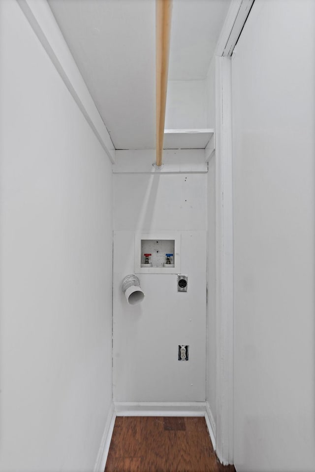 washroom featuring washer hookup, dark wood-type flooring, and electric dryer hookup