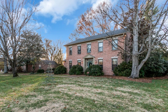 colonial house with a front lawn