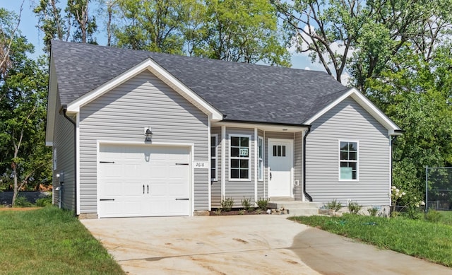 single story home with a garage