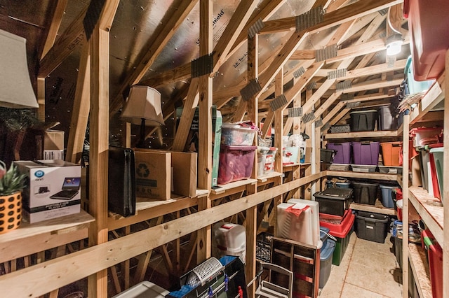 view of unfinished attic