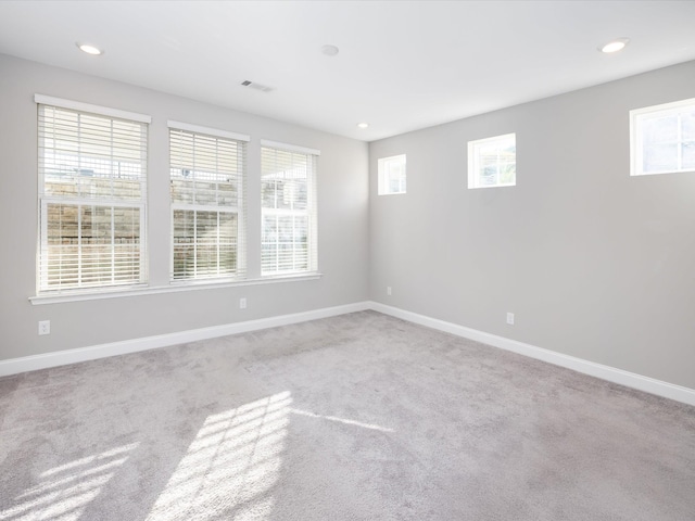 carpeted spare room featuring a wealth of natural light