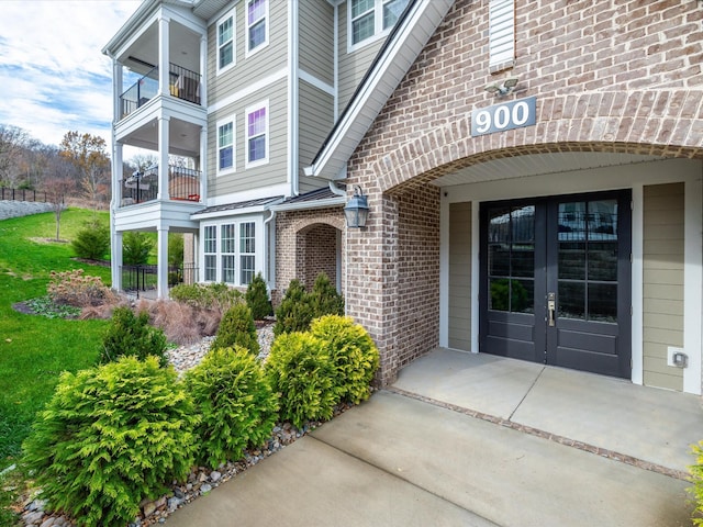 property entrance with french doors