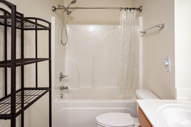 full bathroom featuring vanity, toilet, and shower / bath combo with shower curtain