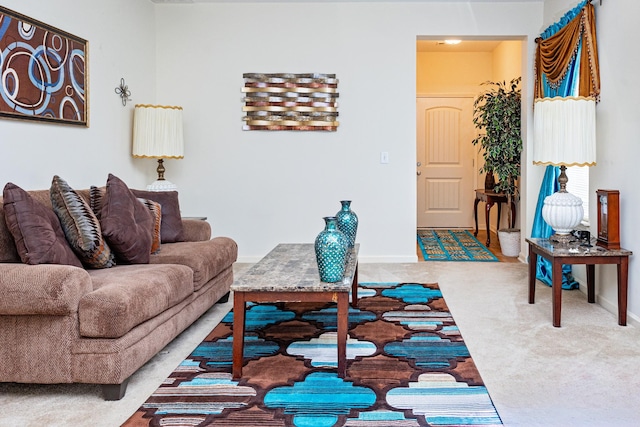 living room featuring carpet