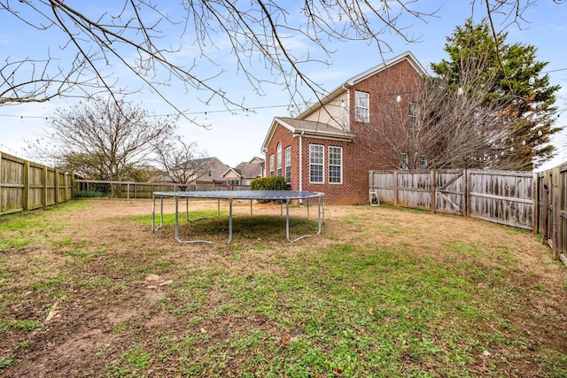 view of yard with a trampoline