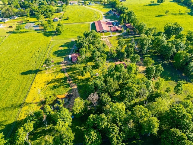 birds eye view of property featuring a rural view