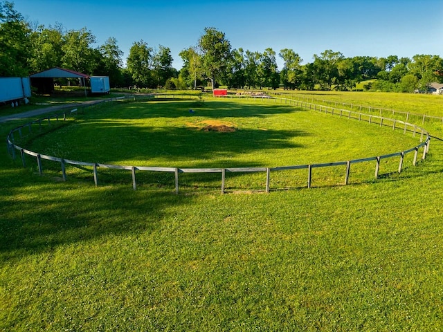 view of home's community featuring a lawn and a rural view