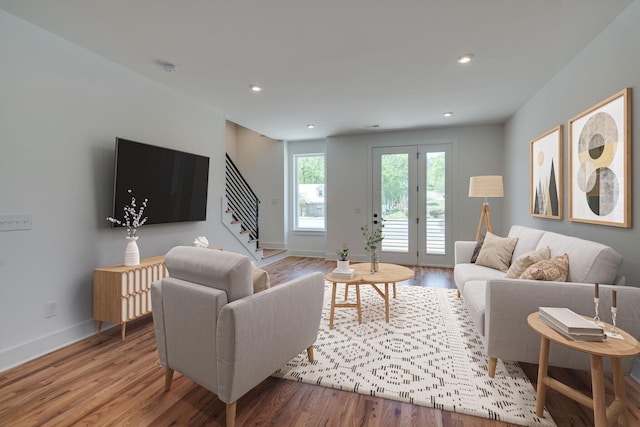 living room with wood-type flooring