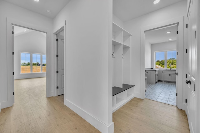 mudroom featuring light wood-type flooring