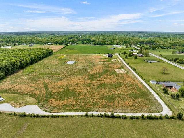 birds eye view of property with a rural view