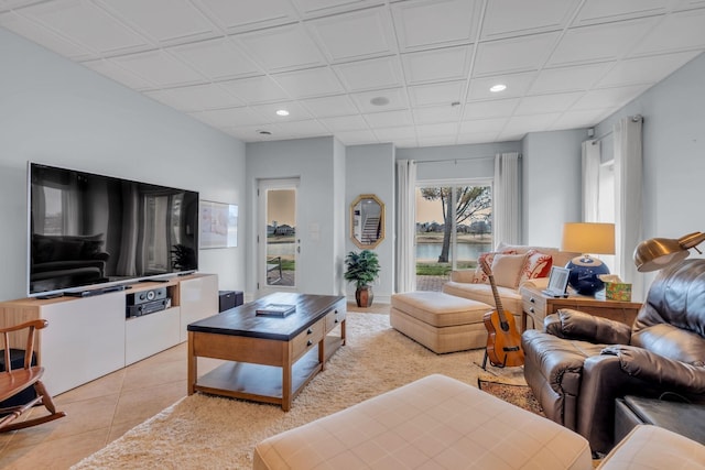 view of tiled living room