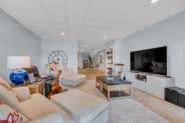 view of tiled living room