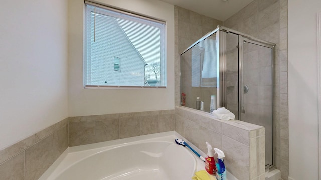 bathroom with plus walk in shower