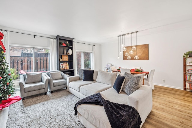 living room with light wood-type flooring