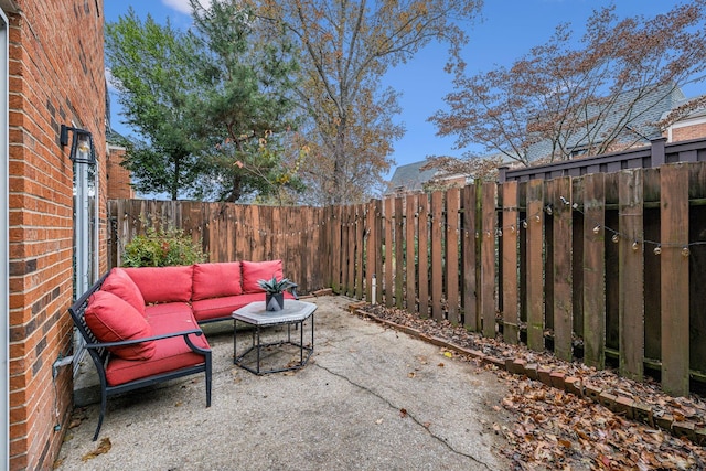 view of patio / terrace featuring an outdoor living space