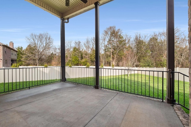 view of patio / terrace featuring ceiling fan