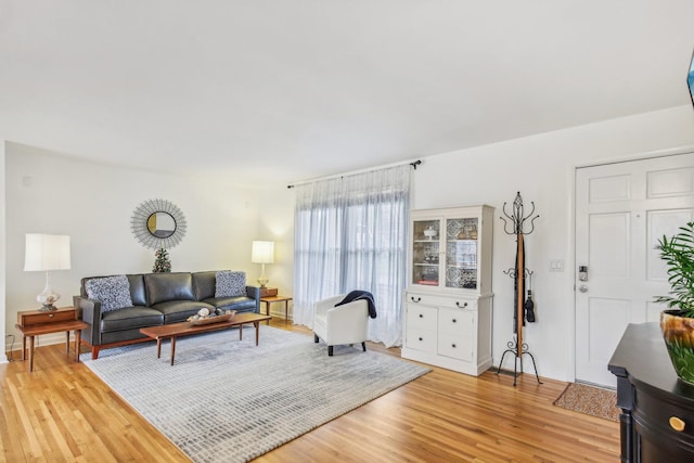 living room featuring light wood-type flooring