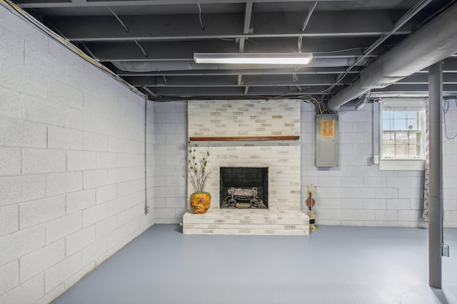 basement with electric panel