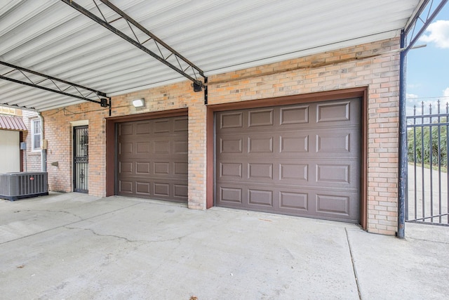 garage featuring central AC unit