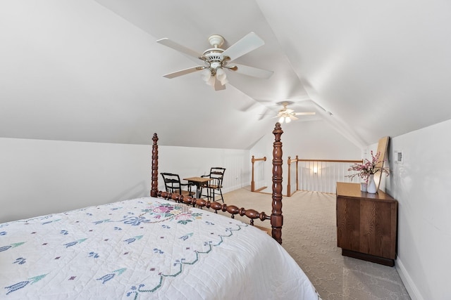 255 Parks Dr, Normandy, TN 37360 - bedroom featuring lofted ceiling, carpet, and ceiling fan
