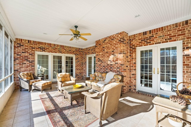 255 Parks Dr, Normandy, TN 37360 - view of patio with french doors, an outdoor living space, and ceiling fan