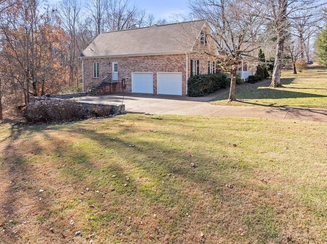 view of property exterior with a lawn