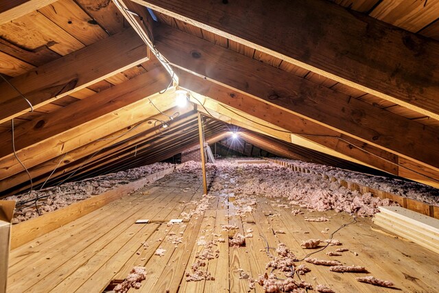 view of unfinished attic