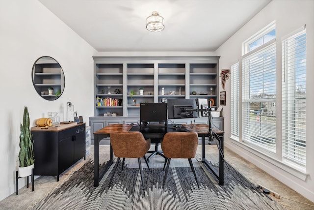 view of carpeted office space