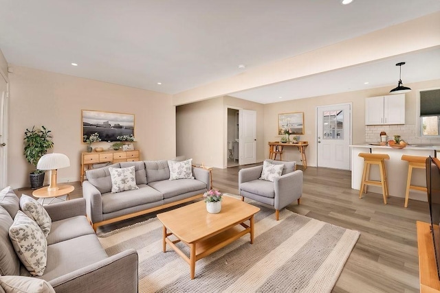 living room featuring light hardwood / wood-style floors