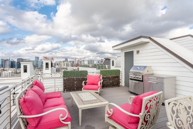 view of patio / terrace featuring outdoor lounge area and a grill