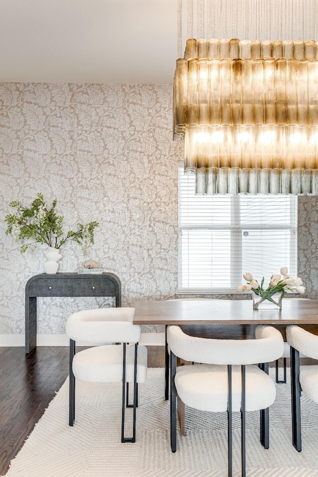 dining space featuring hardwood / wood-style flooring