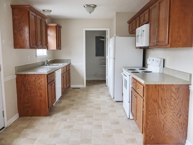 kitchen featuring sink and white appliances