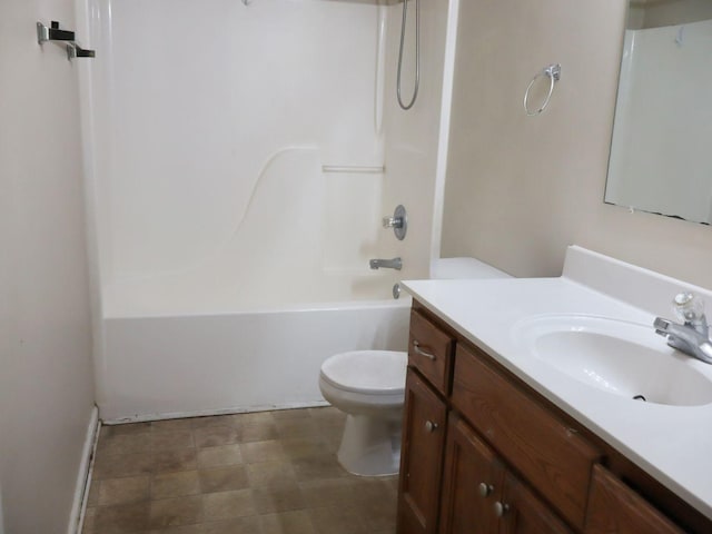 full bathroom with vanity, toilet, and bathtub / shower combination