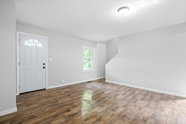 foyer with plenty of natural light and dark hardwood / wood-style flooring