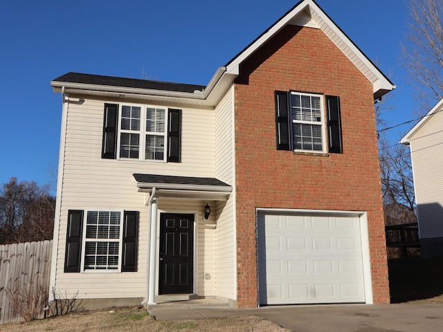 view of property featuring a garage