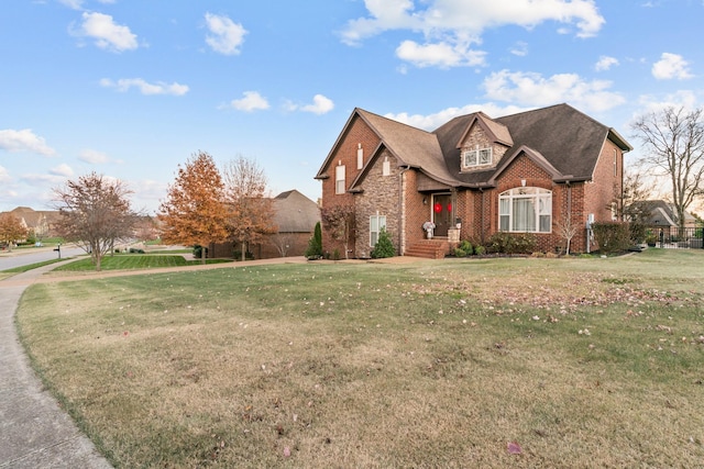 view of front of home with a front yard