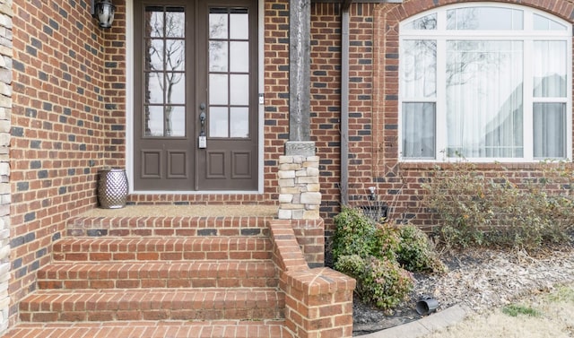 doorway to property featuring french doors