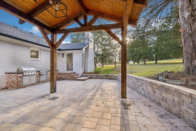 view of patio featuring area for grilling and grilling area