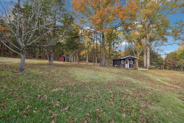 view of yard featuring an outdoor structure