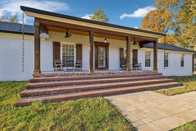 exterior space featuring covered porch