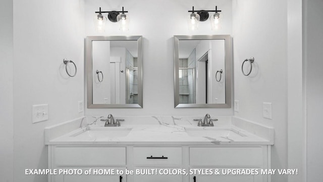 bathroom with vanity and an enclosed shower