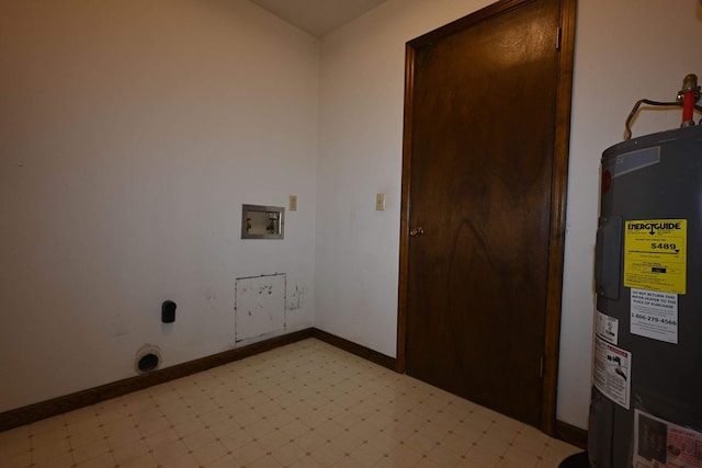 laundry area featuring hookup for an electric dryer, washer hookup, and electric water heater