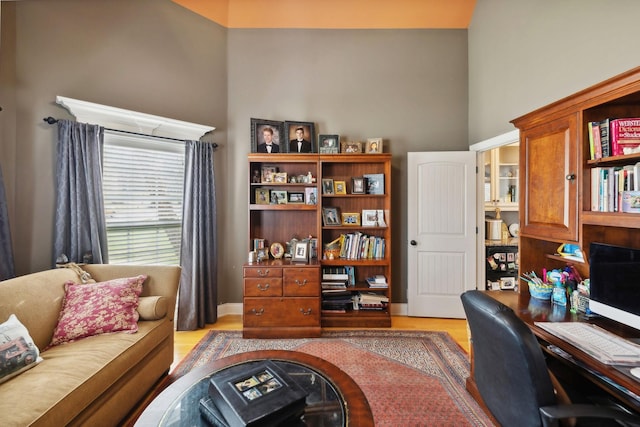 office featuring light hardwood / wood-style flooring