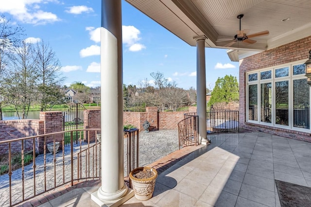 view of patio / terrace with ceiling fan