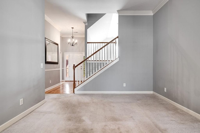 interior space featuring a chandelier and crown molding