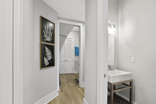 hall featuring light hardwood / wood-style floors