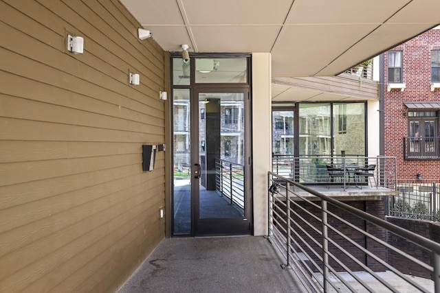 doorway to property with a balcony