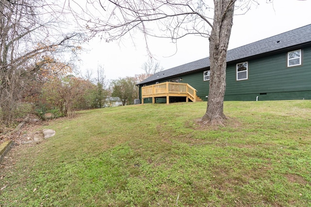 view of yard featuring a deck