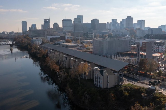 property's view of city featuring a water view