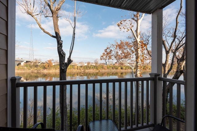 balcony with a water view